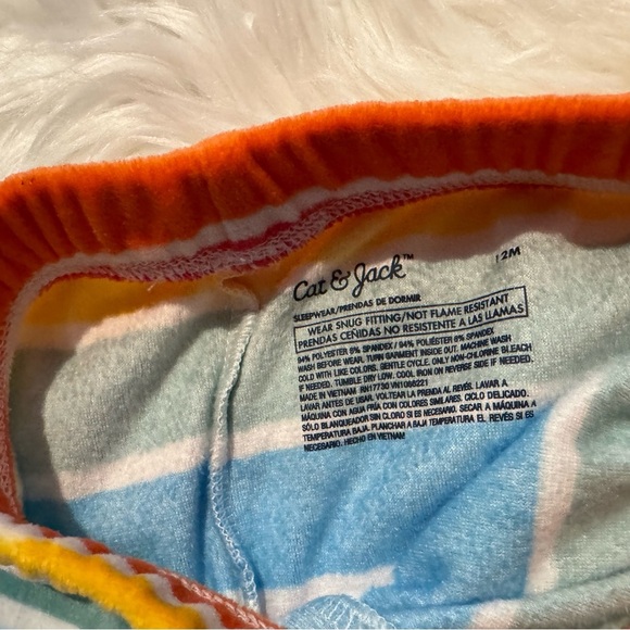 Cat & Jack Baby Colorful Striped Fleece Pajamas Leggings Size 12 Months - Picture 2 of 3